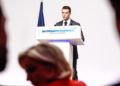 Il leader francese del Rassemblement National, Jordan Bardella presenta il programma del partito, Parigi, Francia, 24 giugno 2024 (Ansa)