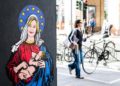 "Santa Giorgia", murales apparso a Milano, 10 giugno 2024 (Ansa)